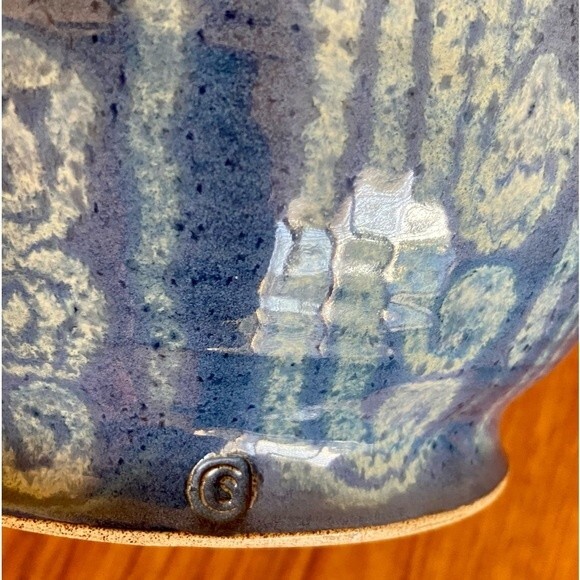 Large Blue Glazed Salad Bowl Pottery - Picture 5 of 15